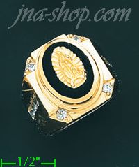 14K Gold Men's Onyx CZ Ring