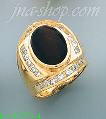 14K Gold Men's Tigereye CZ Ring