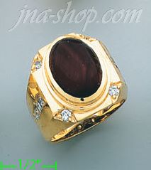 14K Gold Men's Tigereye CZ Ring