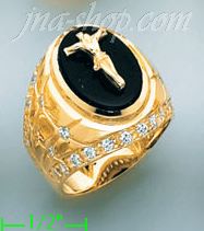 14K Gold Men's Onyx CZ Ring