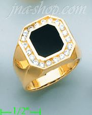 14K Gold Men's Onyx CZ Ring