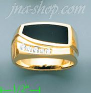 14K Gold Men's Onyx CZ Ring