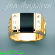 14K Gold Men's Onyx CZ Ring