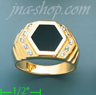 14K Gold Men's Onyx CZ Ring