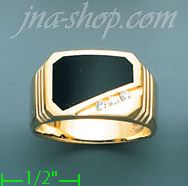 14K Gold Men's Onyx CZ Ring