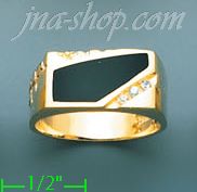 14K Gold Men's Onyx CZ Ring