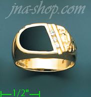 14K Gold Men's Onyx CZ Ring