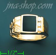 14K Gold Men's Onyx CZ Ring