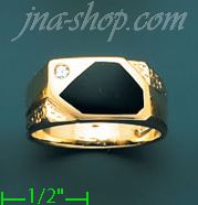 14K Gold Men's Onyx CZ Ring