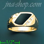 14K Gold Men's Onyx CZ Ring