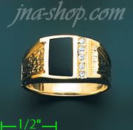 14K Gold Men's Onyx CZ Ring