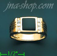 14K Gold Men's Onyx CZ Ring