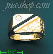 14K Gold Men's Onyx CZ Ring