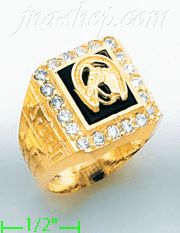 14K Gold Men's Onyx CZ Ring