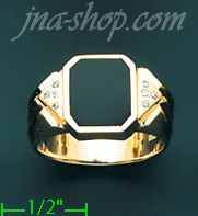 14K Gold Men's Onyx CZ Ring