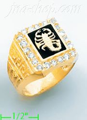 14K Gold Men's Onyx CZ Ring