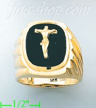 14K Gold Men's Onyx Ring