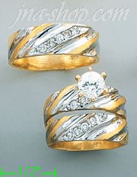 14K Gold CZ Wedding Set Rings