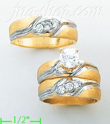 14K Gold CZ Wedding Set Rings