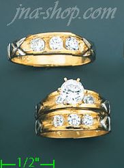 14K Gold CZ Wedding Set Rings