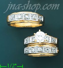 14K Gold CZ Wedding Set Rings