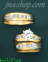 14K Gold CZ Wedding Set Rings