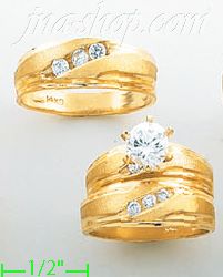 14K Gold CZ Wedding Set Rings