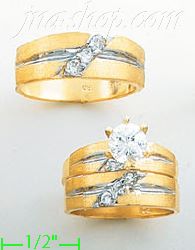 14K Gold CZ Wedding Set Rings