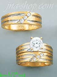 14K Gold CZ Wedding Set Rings