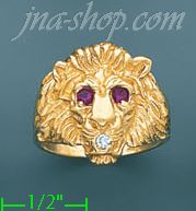 14K Gold Lion Dia-Cut Ring