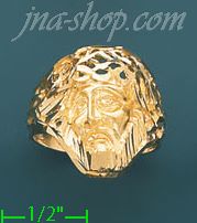 14K Gold Jesus Face Dia-Cut Ring