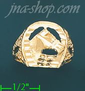 14K Gold Horse & Horseshoe Dia-Cut Ring