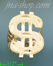 14K Gold Dollar Money Sign Dia-Cut Ring