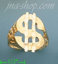 14K Gold Dollar Money Sign Dia-Cut Ring