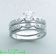 14K Gold CZ Wedding Set Ring