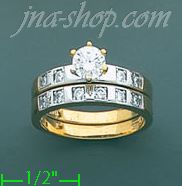 14K Gold CZ Wedding Set Ring