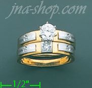 14K Gold CZ Wedding Set Ring