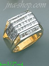 14K Gold High Polished Men's CZ Ring