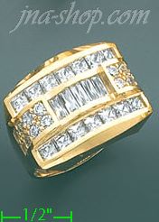 14K Gold High Polished Men's CZ Ring