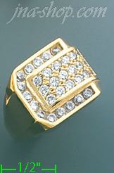 14K Gold High Polished Men's CZ Ring