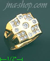 14K Gold High Polished Men's CZ Ring