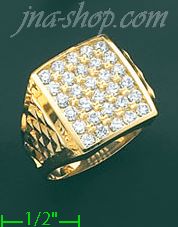 14K Gold High Polished Men's CZ Ring