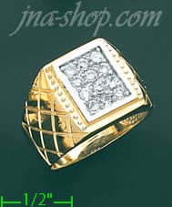 14K Gold High Polished Men's CZ Ring