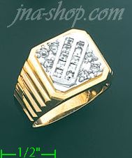 14K Gold High Polished Men's CZ Ring