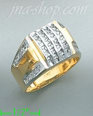 14K Gold High Polished Men's CZ Ring