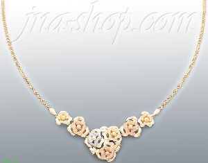 14K Gold Fancy Roses Sets Necklace 17"