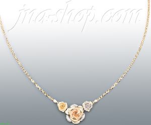14K Gold Fancy Roses Sets Necklace 17"