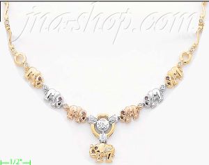 14K Gold Fancy CZ Sets Necklace 17"