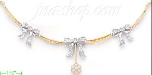 14K Gold Fancy CZ Sets Necklace 17"