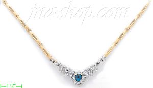 14K Gold Fancy CZ Sets Necklace 17"